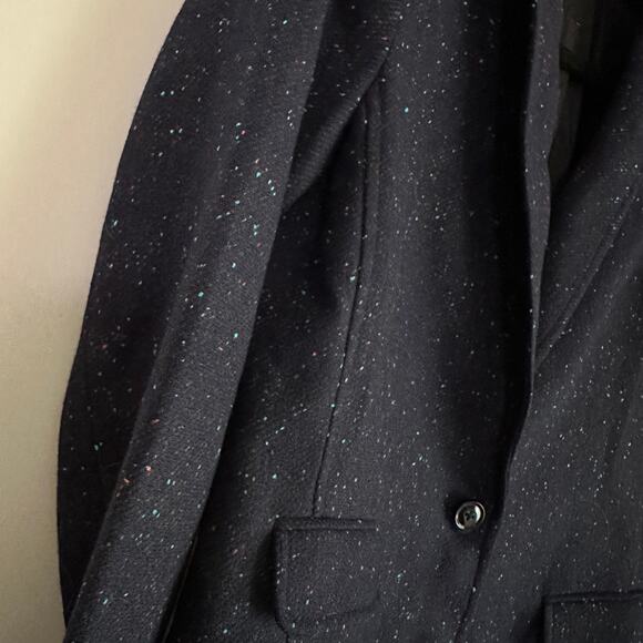 NEW Banana Republic Speckled Navy Single Breasted Hcking Collared Jacket Blazer - Picture 5 of 9